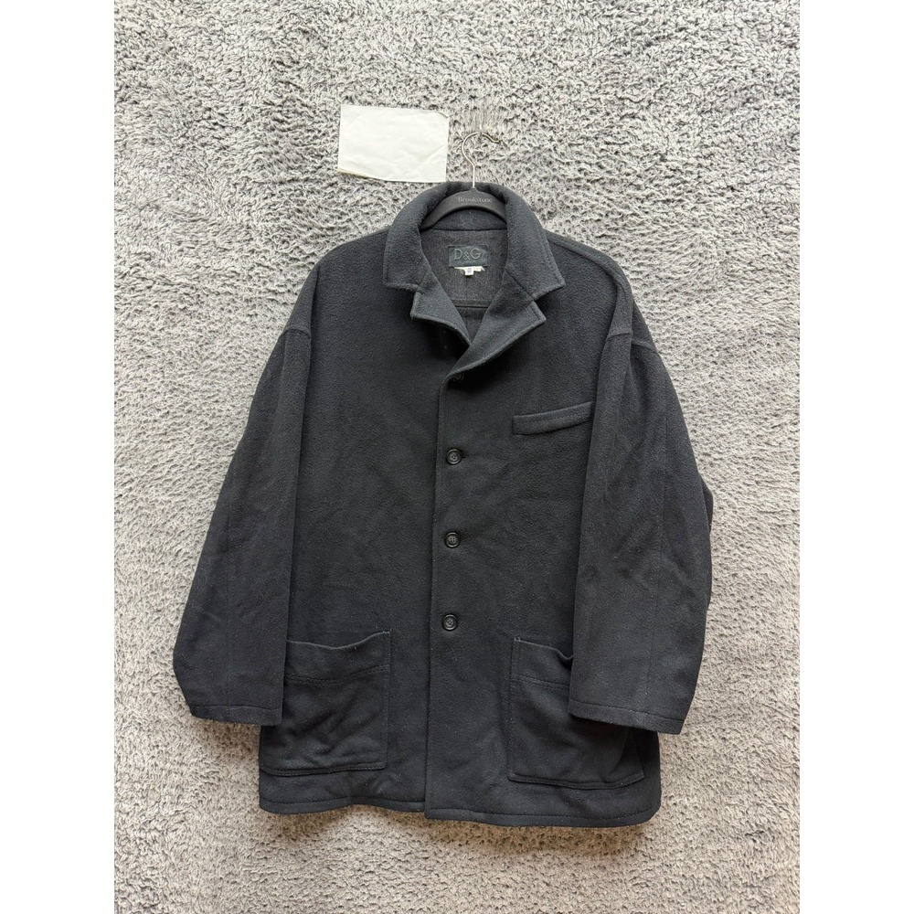 Vintage 1990s Dolce & Gabbana Relaxed Fit Wool Chore Coat Black Mens Size 36/50